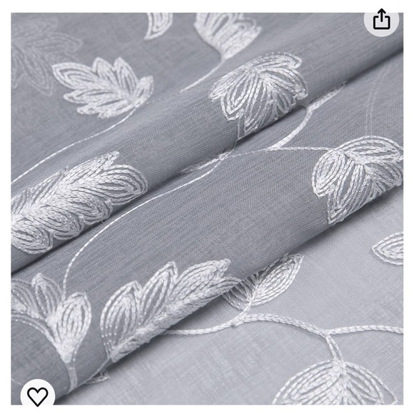 4 Haperlare Gray Leaf 🍃 embroidery curtains 26" x 45" - Picture 2 of 5